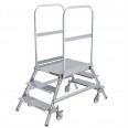 MUNK Podestleiter fahrbar Aluminium geriffelt 2x3 Stufen