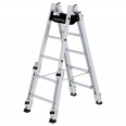 MUNK Aluminium Stehleiter, treppengängig, mit 4 Holmverlängerungen 2x5 Sprossen