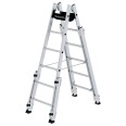 MUNK Aluminium Stehleiter, treppengängig, mit 4 Holmverlängerungen 2x6 Sprossen