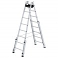 MUNK Aluminium Stehleiter, treppengängig, mit 4 Holmverlängerungen 2x8 Sprossen