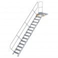 MUNK Treppe mit Plattform 45° inkl. einen Handlauf, 600mm Stufenbreite, 15 Stufen