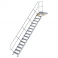 MUNK Treppe mit Plattform 45° inkl. einen Handlauf, 600mm Stufenbreite, 16 Stufen