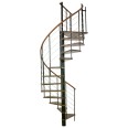 Minka Spindeltreppe Venezia Buche auf Walnuss lackiert mit Handlauf und UK in schwarz Ø120cm bis 309,4cm Geschosshöhe