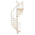 Minka Spindeltreppe Venezia Buche keilgezinkt mit Massivholzhandlauf und UK in weiß Ø120cm bis 309,4cm Geschosshöhe