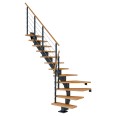 Dolle Mittelholmtreppe Hamburg 1/4 gewendelt Buche, geölt 85 cm breit für GH 259 – 301 cm UK Metall Anthrazit mit Geländer