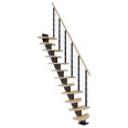 Dolle Mittelholmtreppe Berlin Buche, geölt 64 cm breit für Geschosshöhen 222 – 270 cm UK Metall Anthrazit inkl. einseitigem Designgeländer