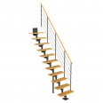 Dolle Mittelholmtreppe Boston 228-300cm Geschosshöhe Geradelaufend in Buche/Anthrazit
