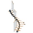 Dolle Mittelholmtreppe Cork Buche, lackiert 1/2 gewendelt 79 cm breit für GH 222 – 270 cm UK Metall Anthrazit mit Geländer