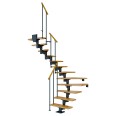Dolle Mittelholmtreppe Cork Eiche, lackiert 1/2 gewendelt 79 cm breit für GH 222 – 270 cm UK Metall Anthrazit mit Geländer