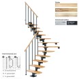 Dolle Mittelholmtreppe Cork Buche, lackiert Gerade 75 cm breit für GH 222 – 270 cm UK Metall Anthrazit mit Geländer