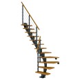 Dolle Mittelholmtreppe Frankfurt 1/4 gewendelt Eiche, geölt 65 cm breit für GH 222 – 258 cm UK Metall Anthrazit mit Geländer