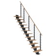 Dolle Mittelholmtreppe Frankfurt Gerade Eiche weiß, geölt 75 cm breit für GH 240 – 279 cm UK Metall Anthrazit mit Geländer