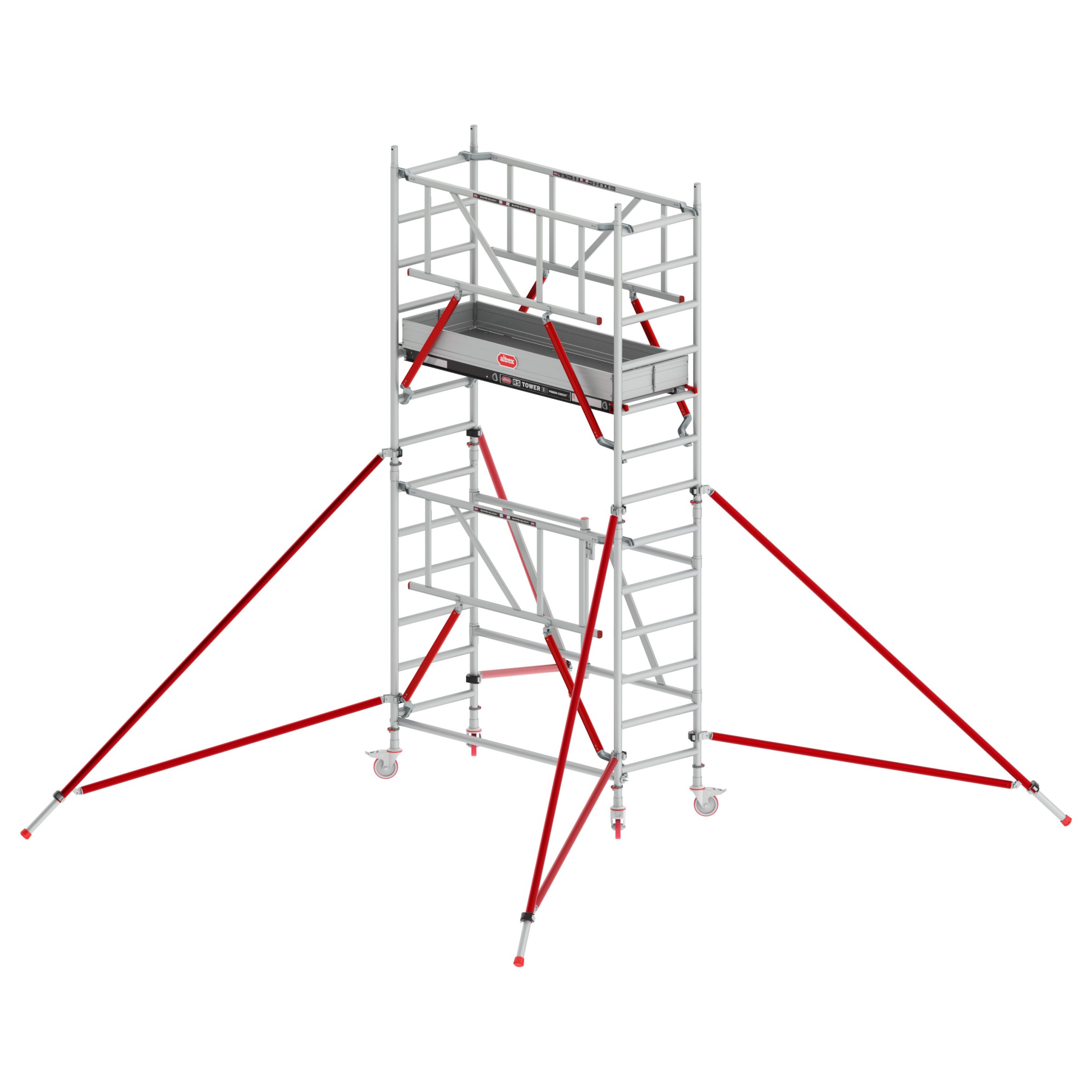Altrex Klappgerüst RS Tower 54 Aluminium Fiber-Deck Plattform 0,75x1,85m mit Safe-Quick 4,8m AH