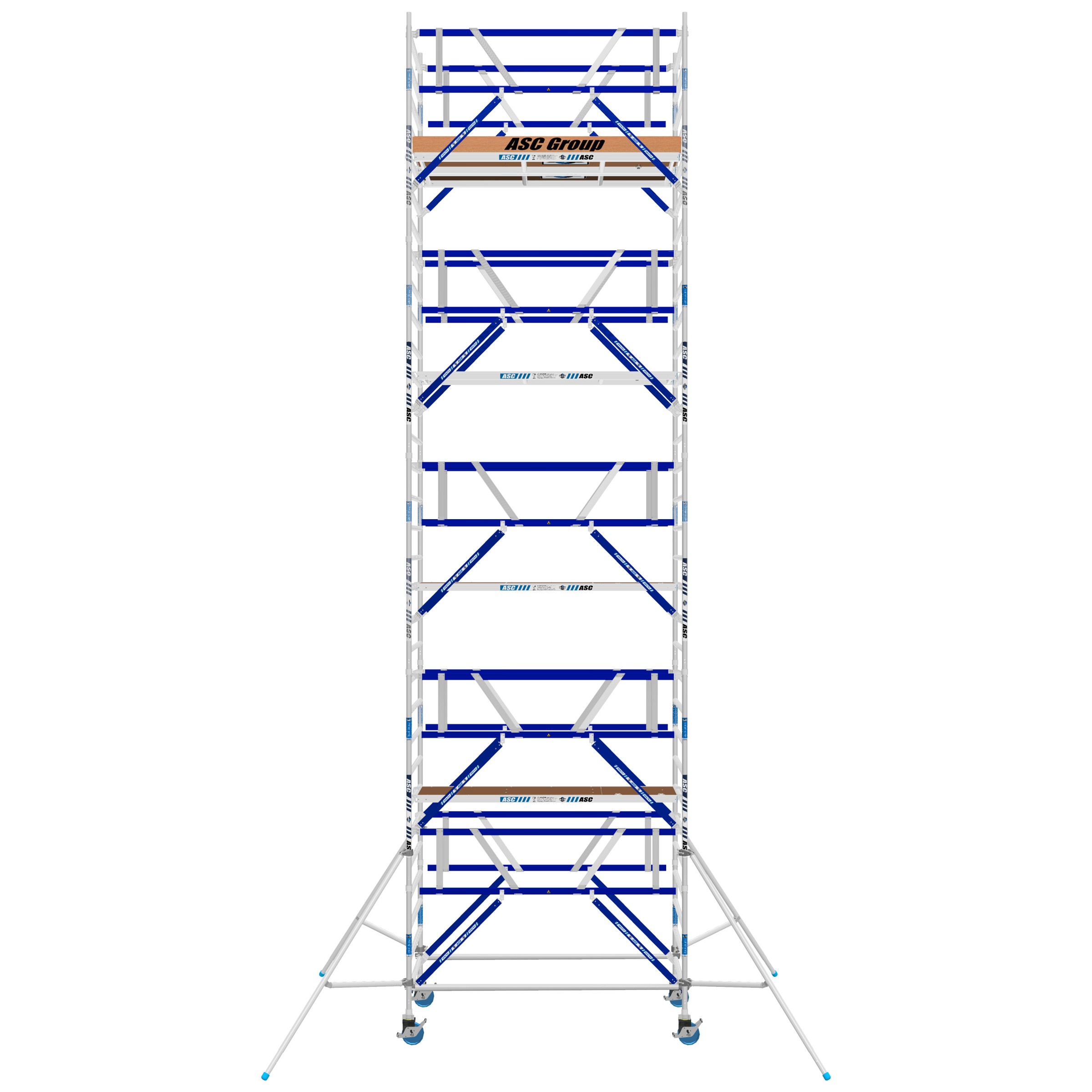 ASC Rollgerüst AGS Pro 250x75cm mit Carbon-Plattformen und doppelseitigem Geländer 10,3m Arbeitshöhe