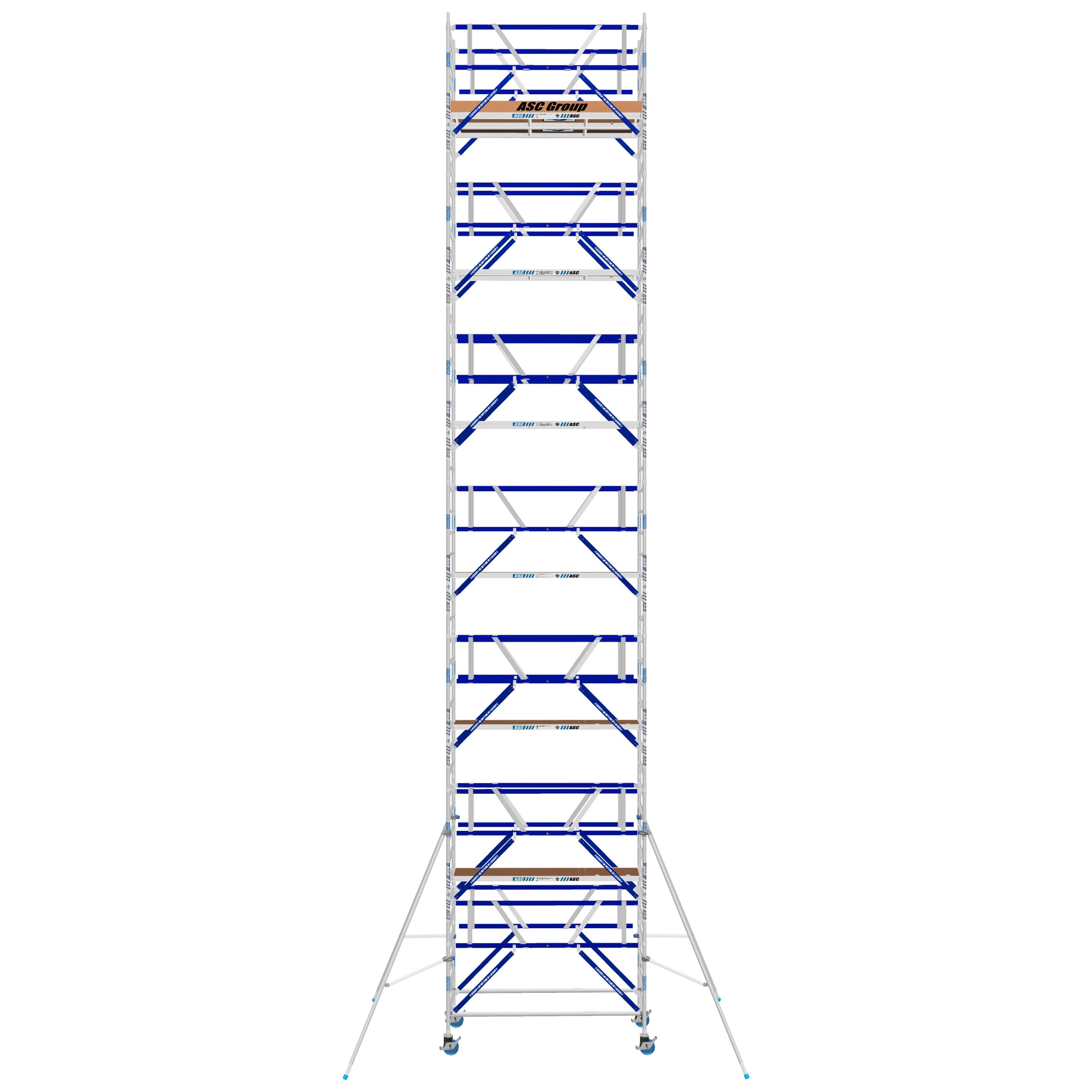 ASC Rollgerüst AGS Pro 305x135cm mit Holz-Plattformen und doppelseitigem Geländer 14,3m Arbeitshöhe
