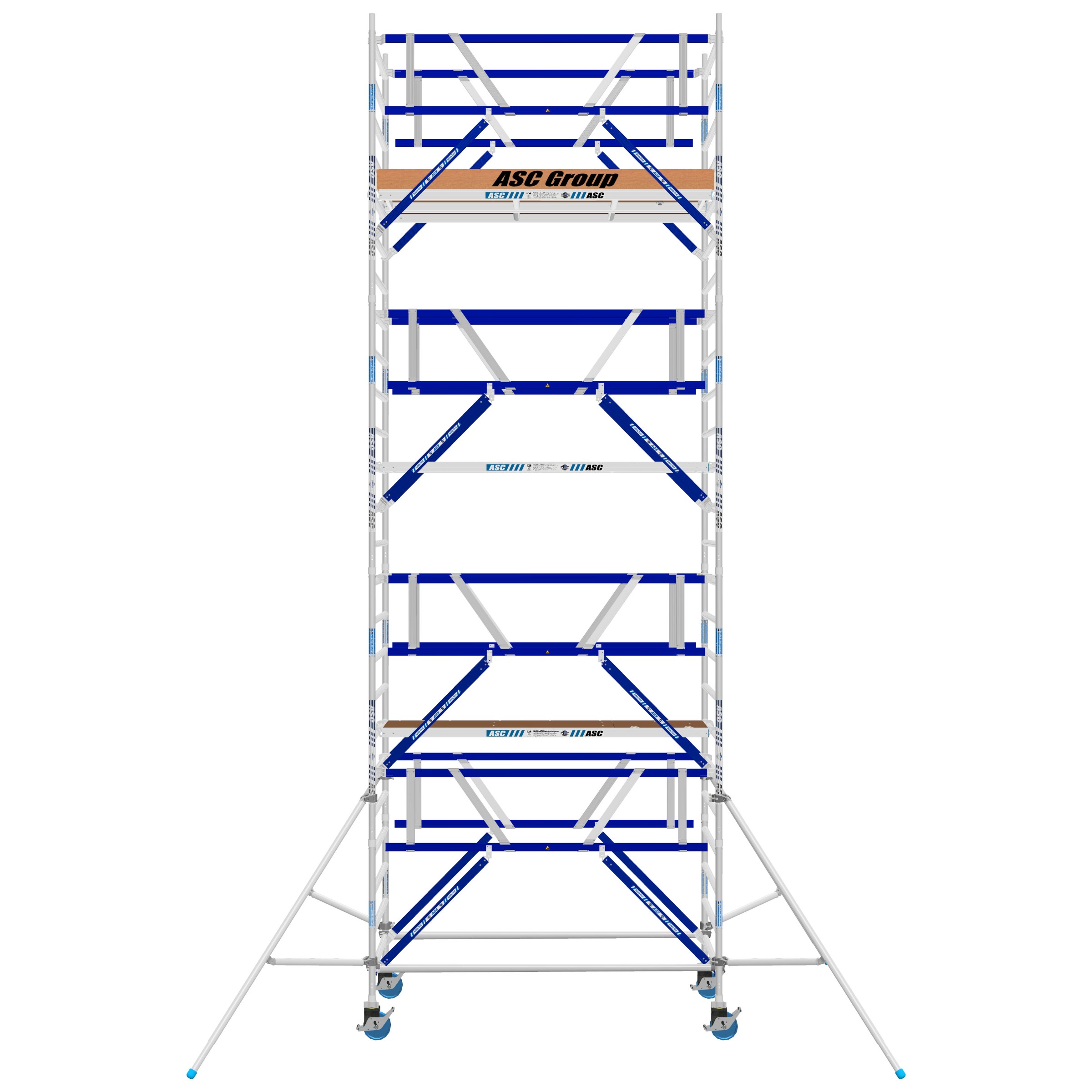 ASC Rollgerüst AGS Pro 250x75cm mit Holz-Plattformen und doppelseitigem Geländer 8,3m Arbeitshöhe