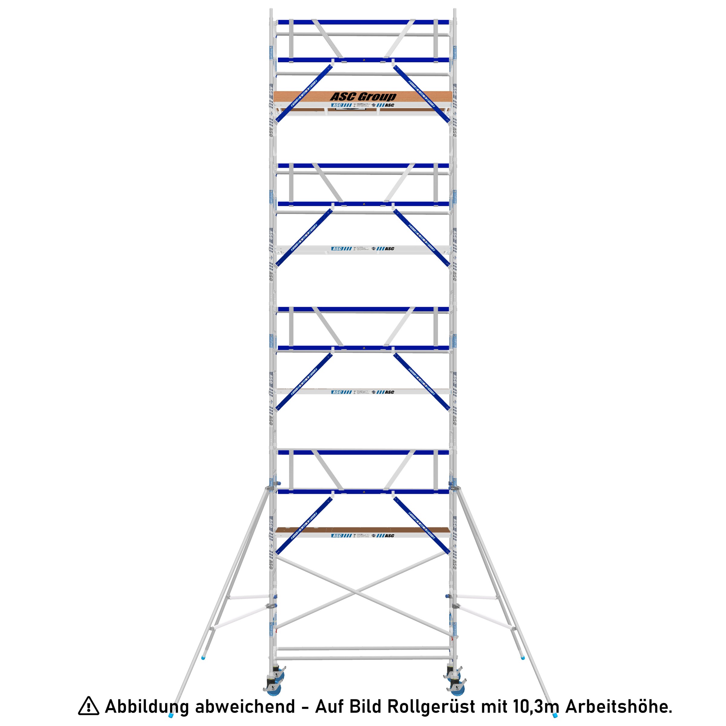 ASC Rollgerüst AGS Pro 250x135cm mit Carbon-Plattformen und einseitigem Geländer 12,3m Arbeitshöhe