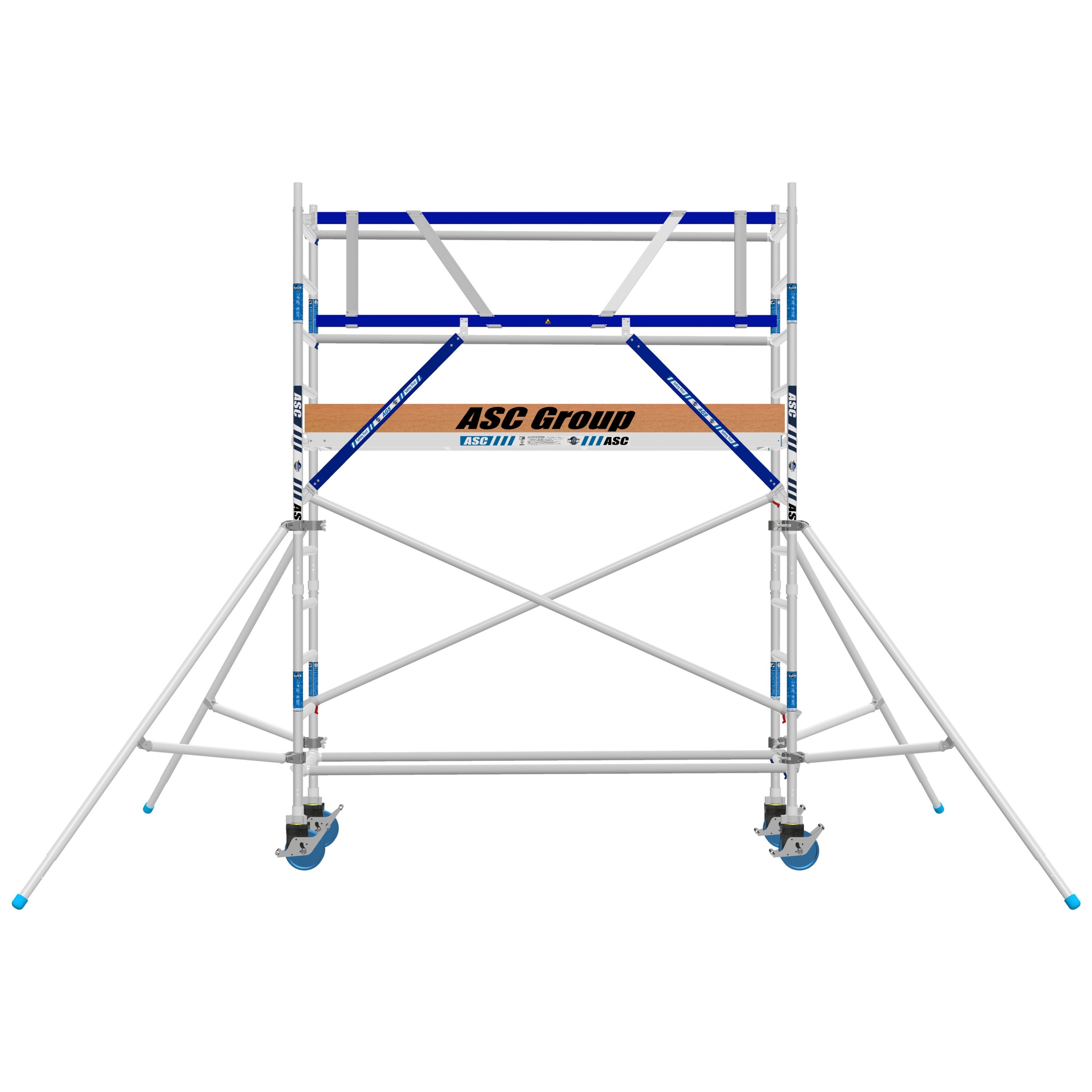 ASC Rollgerüst AGS Pro 305x75cm mit Holz-Plattformen und einseitigem Geländer 4,3m Arbeitshöhe