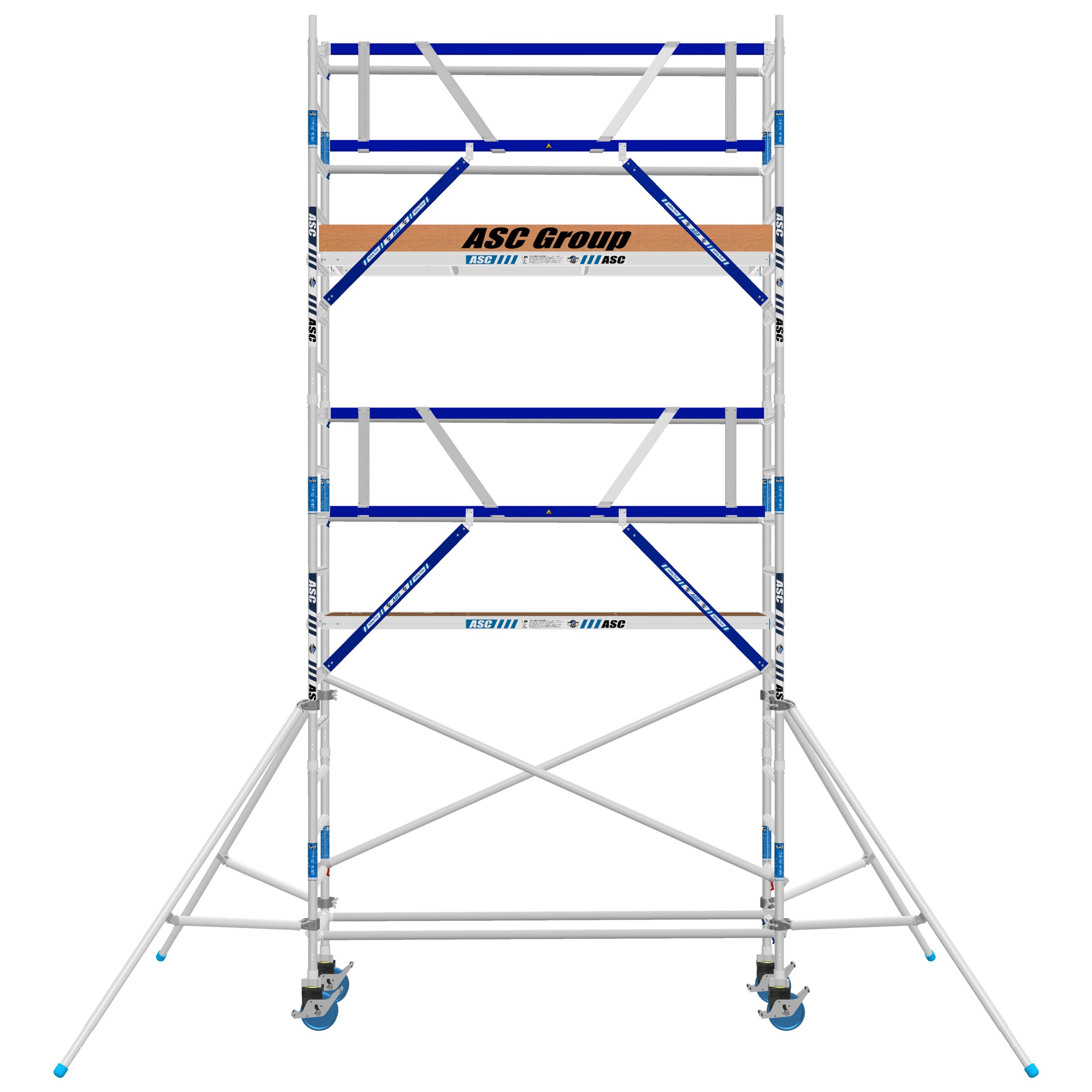 ASC Rollgerüst AGS Pro 3,05x135cm mit Holz-Plattformen und einseitigem Geländer 6,3m Arbeitshöhe