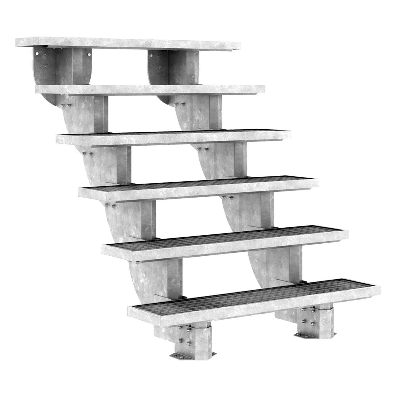 Dolle Außentreppe Gardenstep 120cm breit 6 Stufen Gitterrost 111-135cm Steigungshöhe ohne Geländer