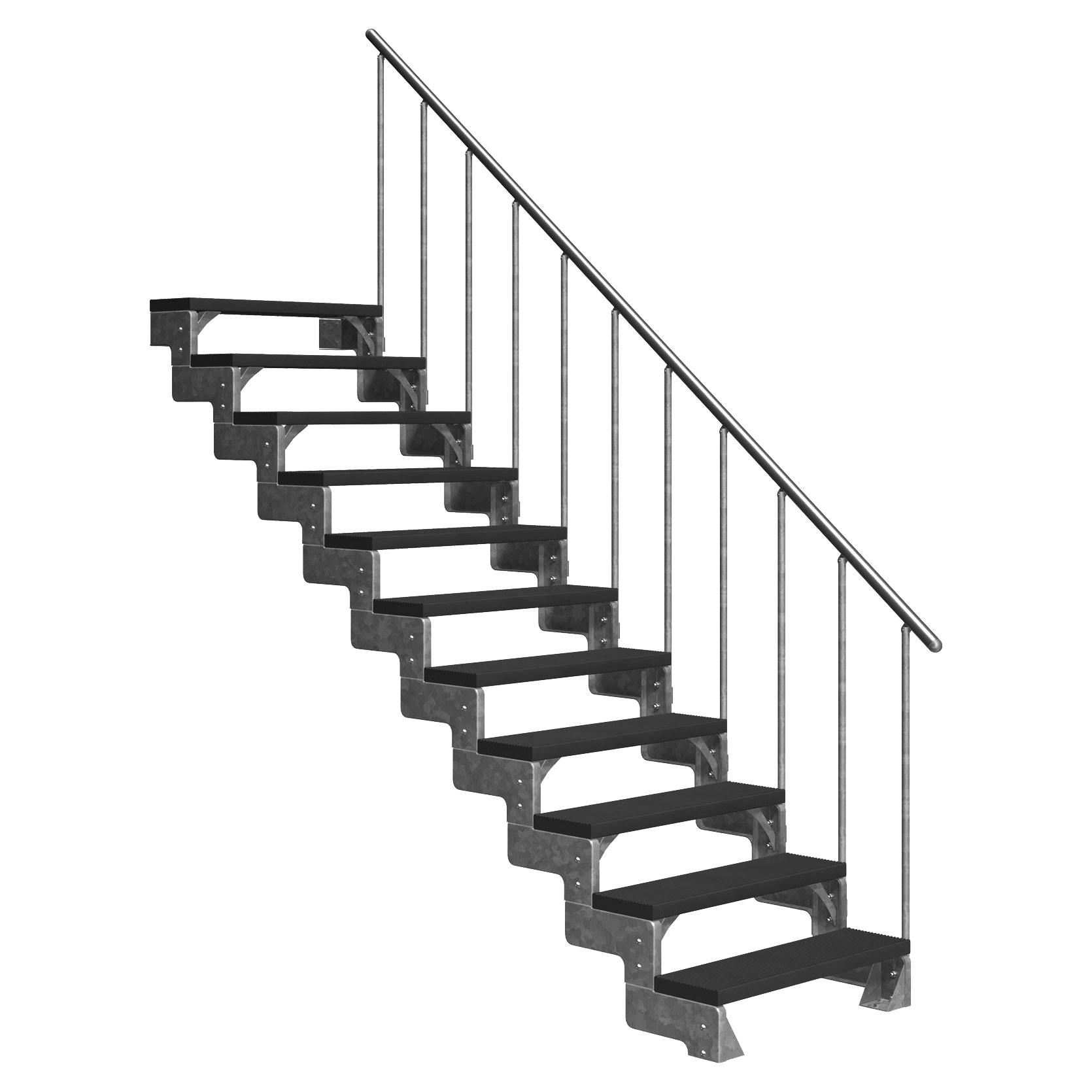 Dolle Außentreppe Gardentop 198-242cm Geschosshöhe mit Trimax anthrazit 80cm breit mit Geländer