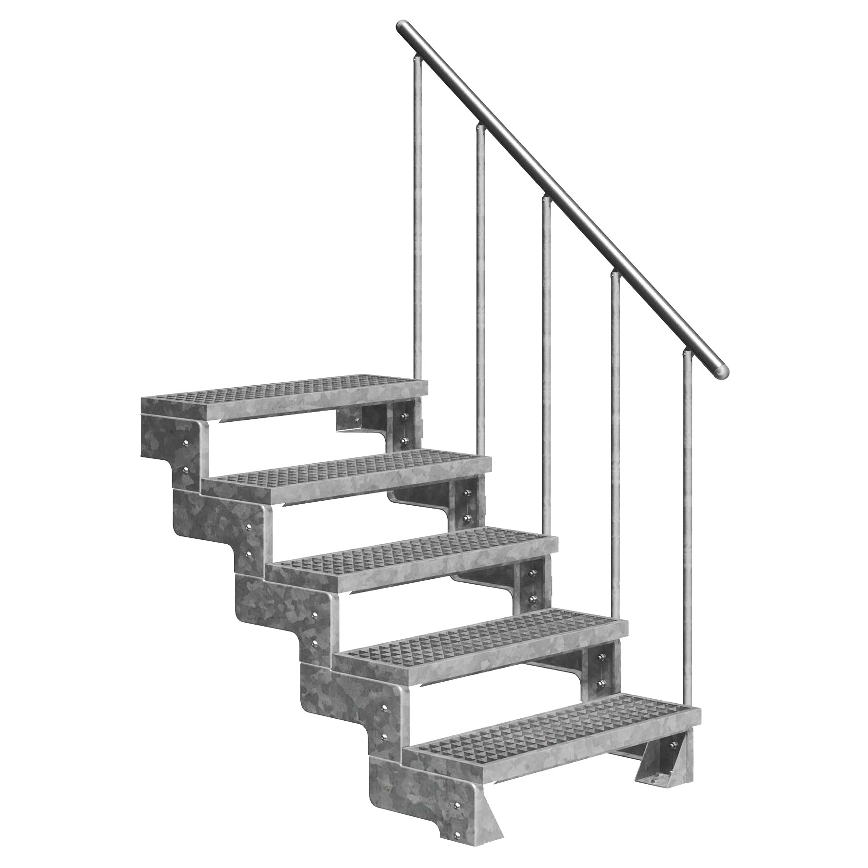 Dolle Außentreppe Gardentop 90-110cm Geschosshöhe mit Gitterrost 80cm breit mit Geländer