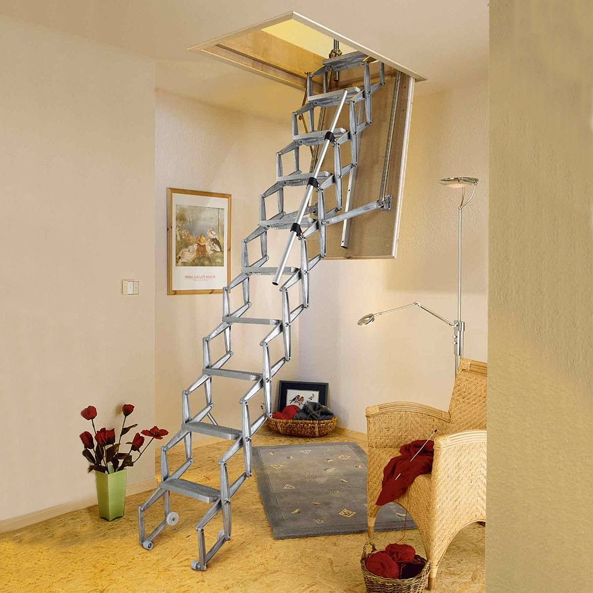 Dolle alu-top Bodentreppe Scherentreppe elektrisch bis 279cm Raumhöhe mit U-Wert 0,58