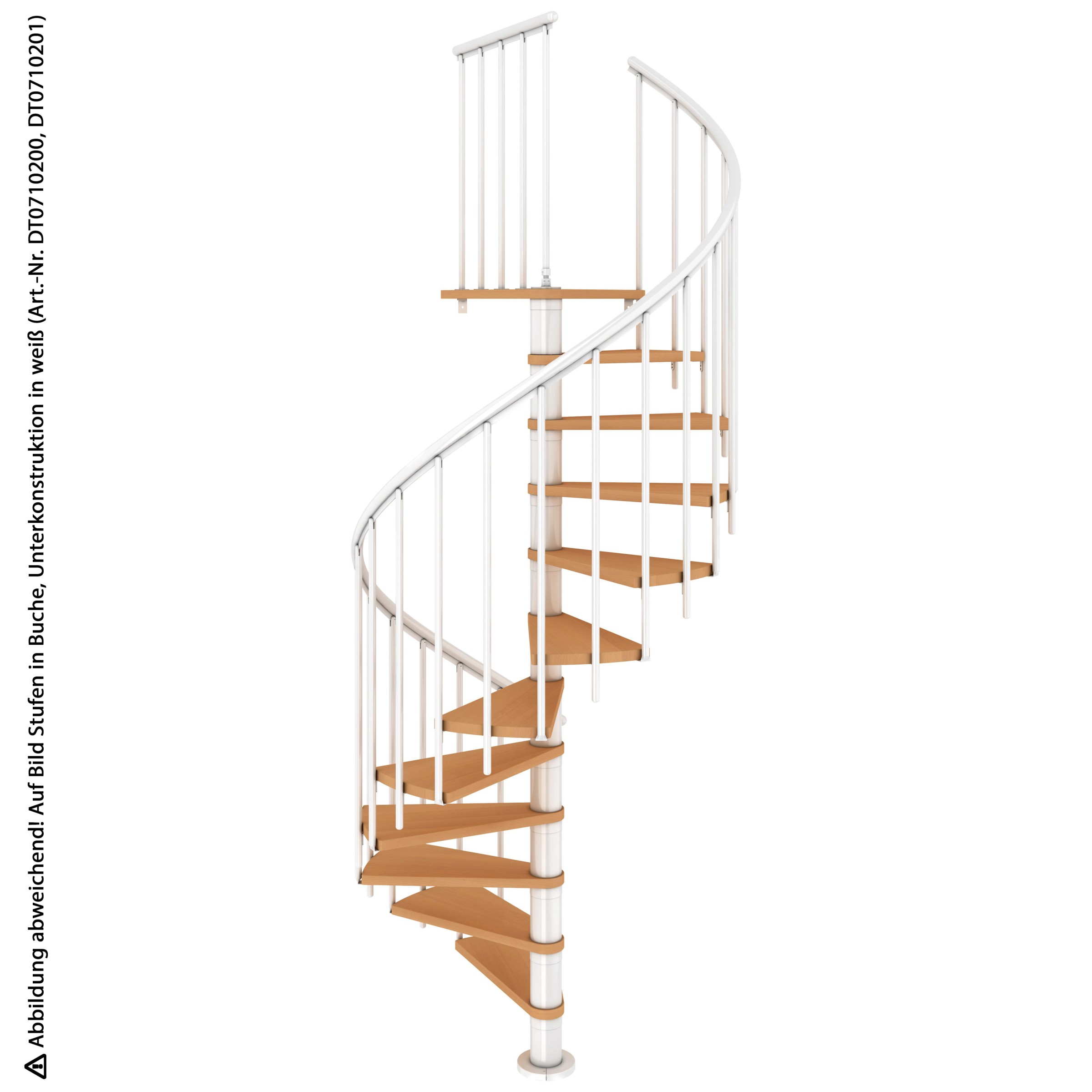 Dolle Spindeltreppe Montreal Eiche/weiß 252-282cm Geschosshöhe Ø120cm