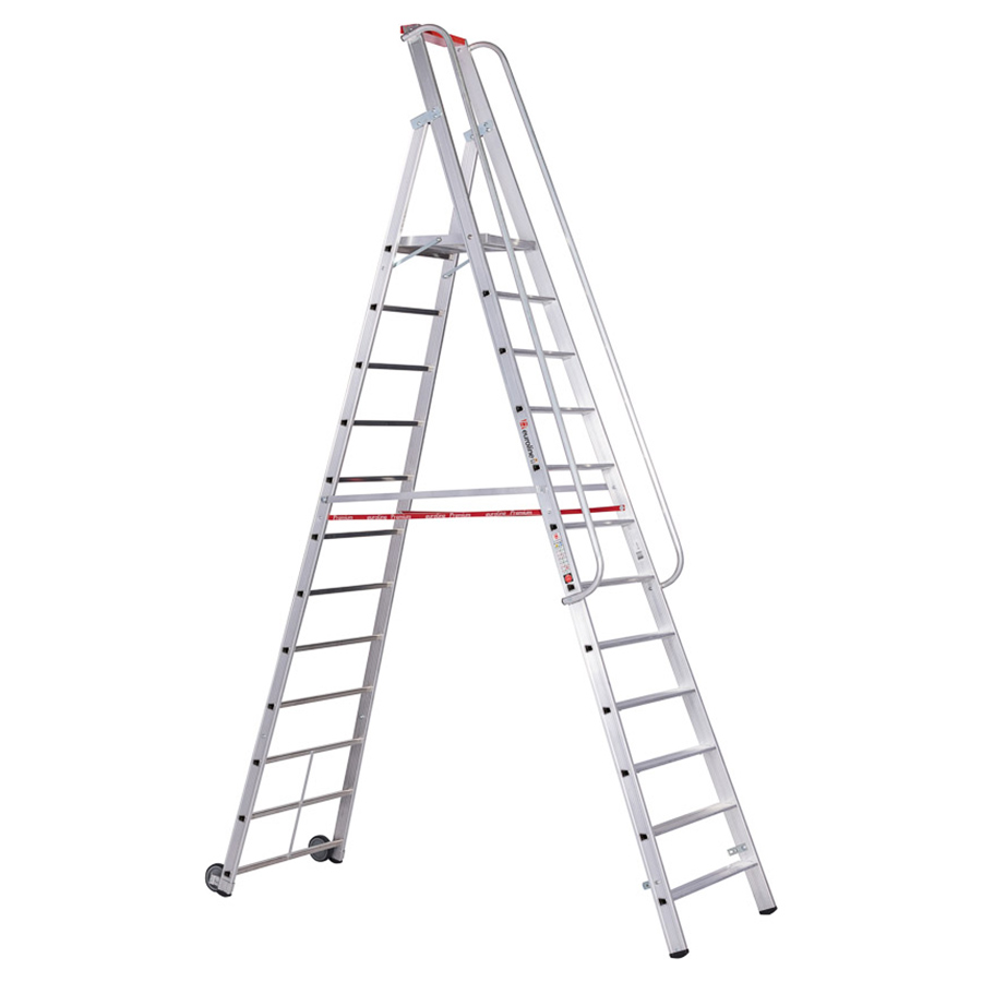 Euroline Premium 32677 Stufenstehleiter mit großer Standplattform 12 Stufen