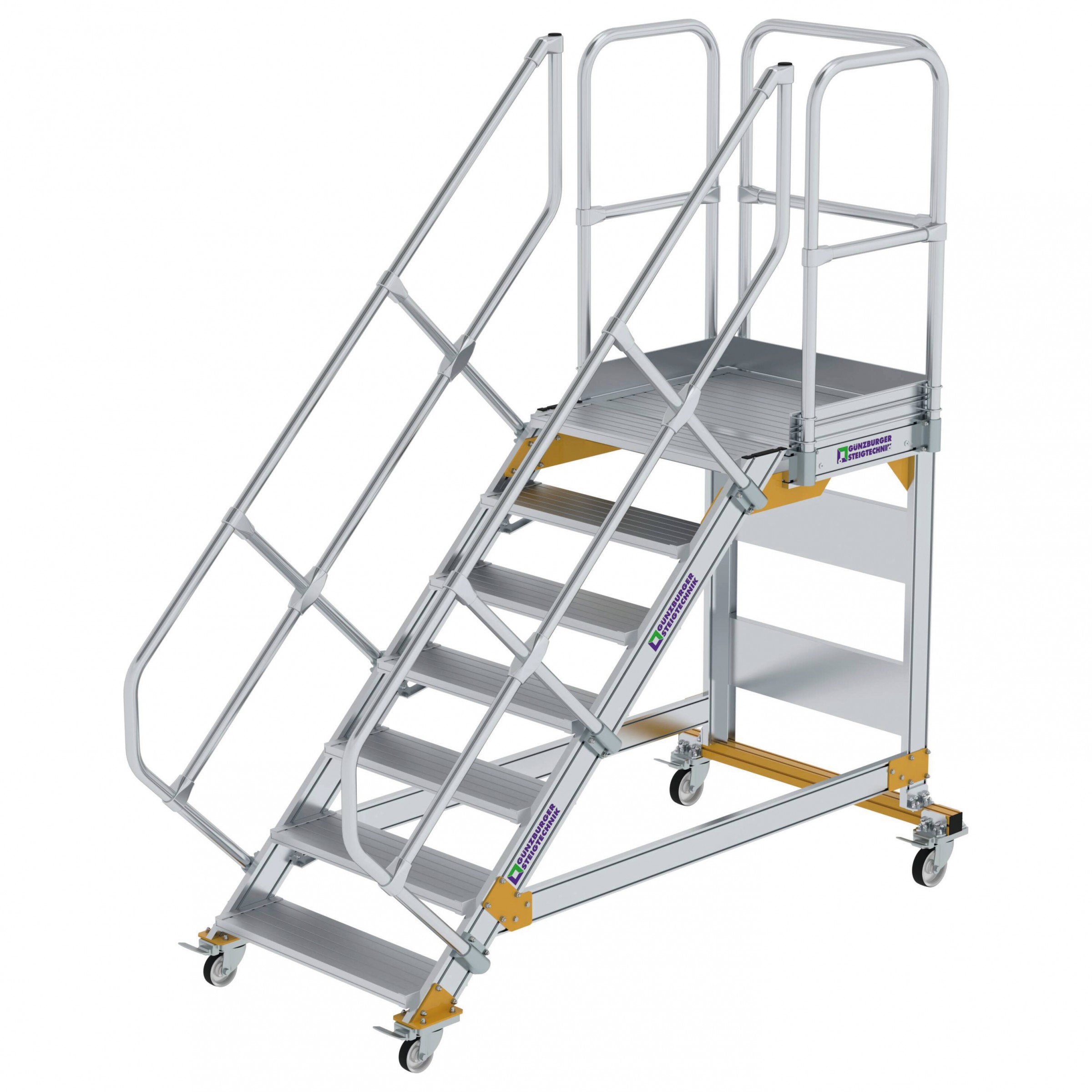 MUNK Plattformtreppe fahrbar 45° Stufenbreite 800mm 7 Stufen