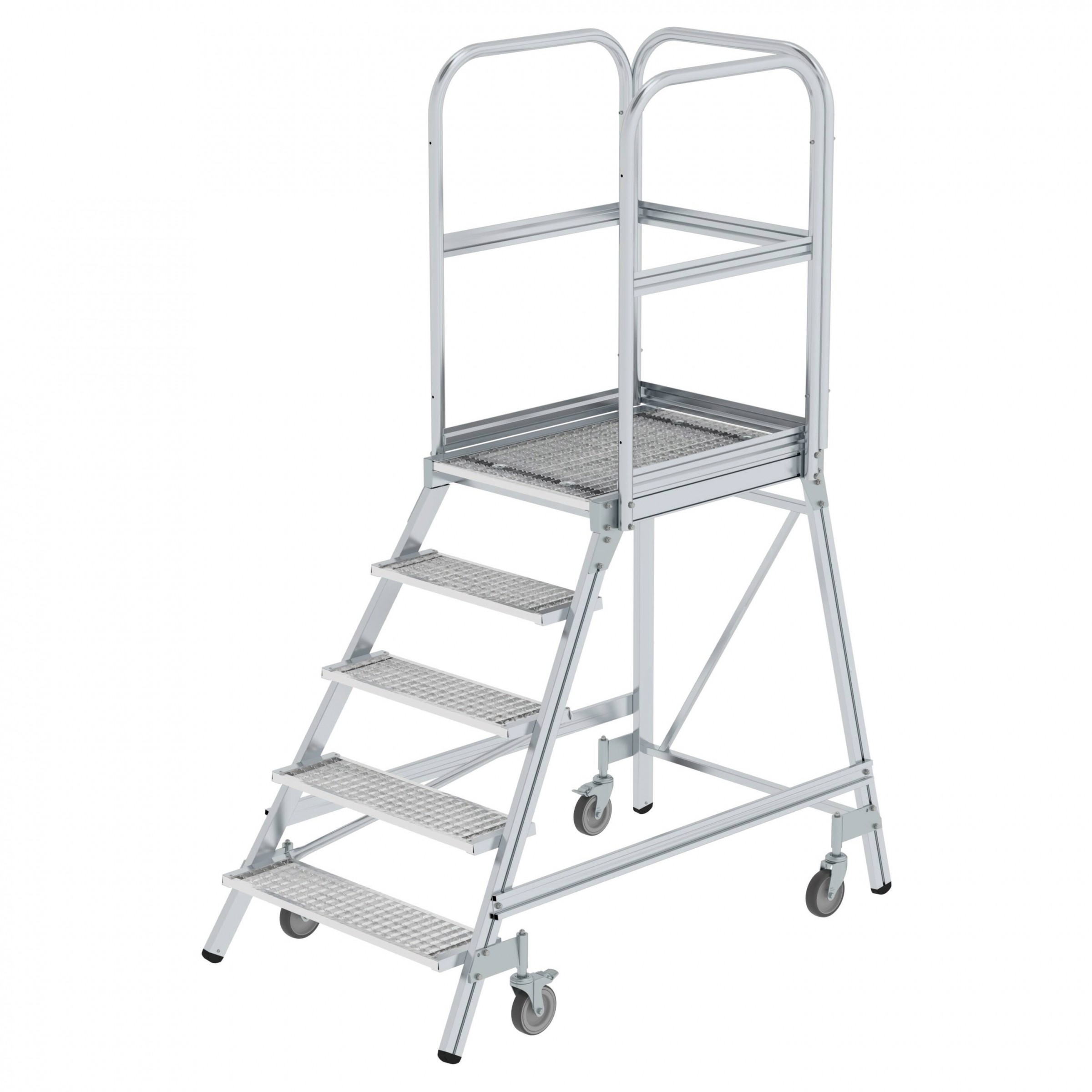 MUNK Podestleiter fahrbar Stahl-Gitterrost 5 Stufen