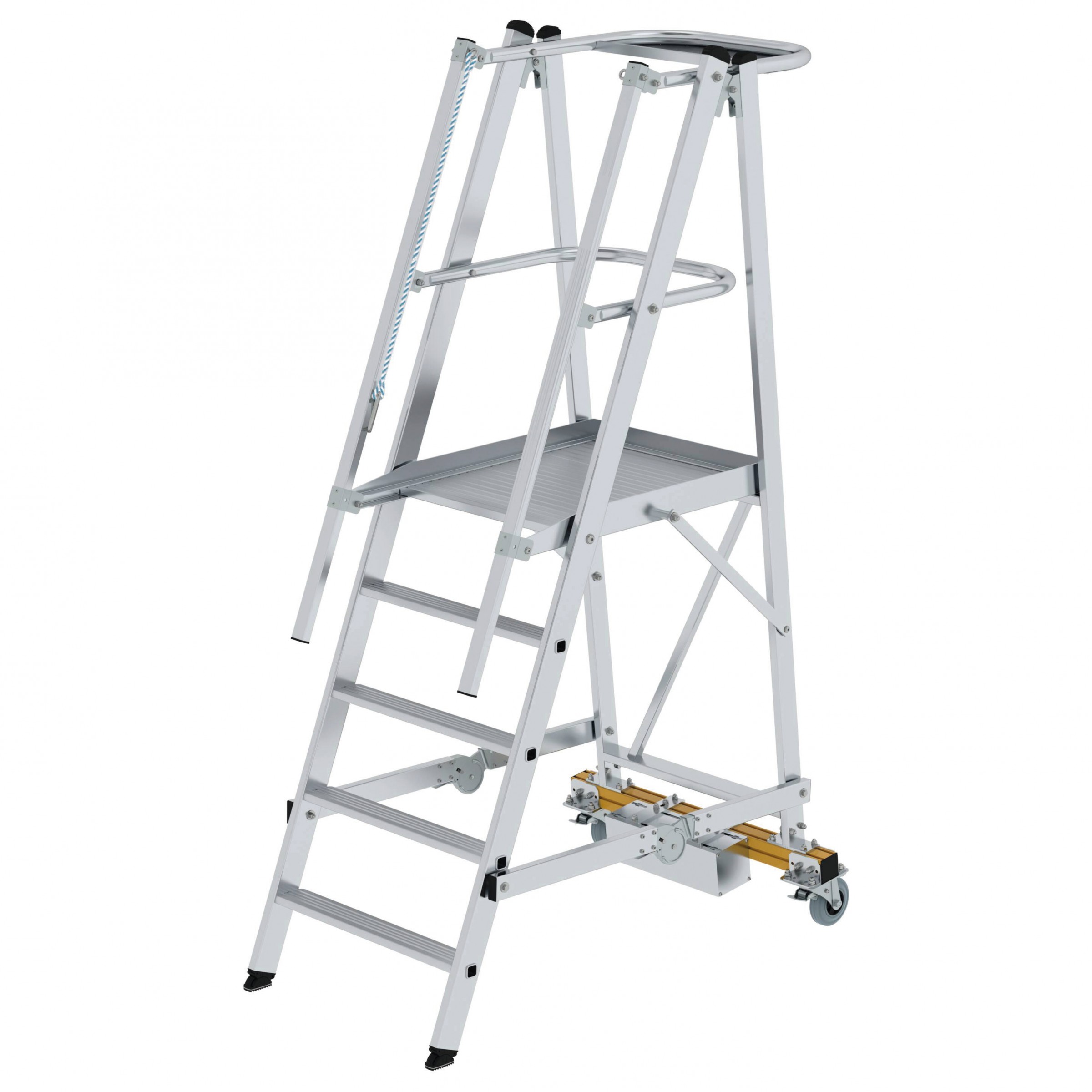 MUNK Podestleiter fahrbar mit schmaler Traverse 5 Stufen