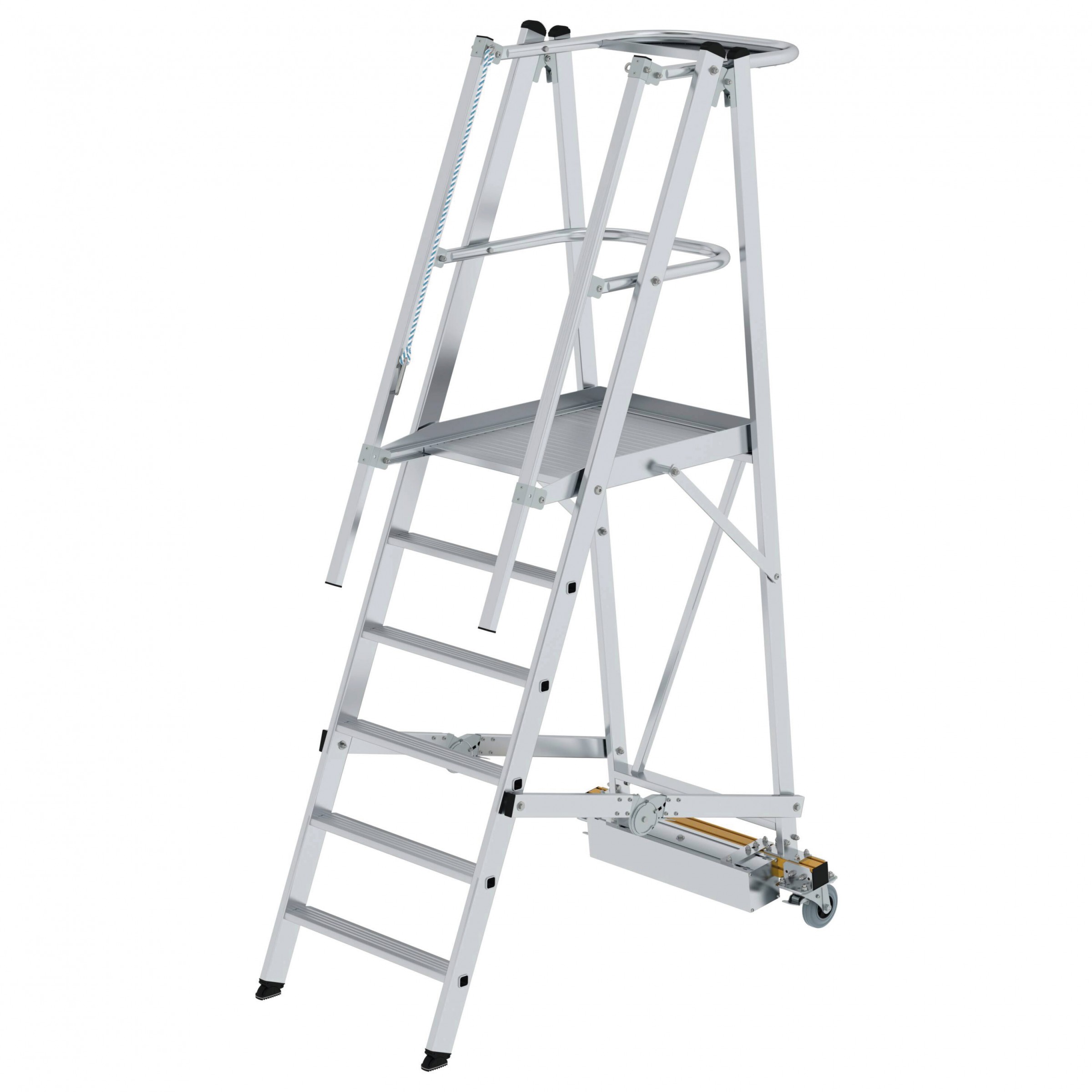 MUNK Podestleiter fahrbar mit schmaler Traverse 6 Stufen
