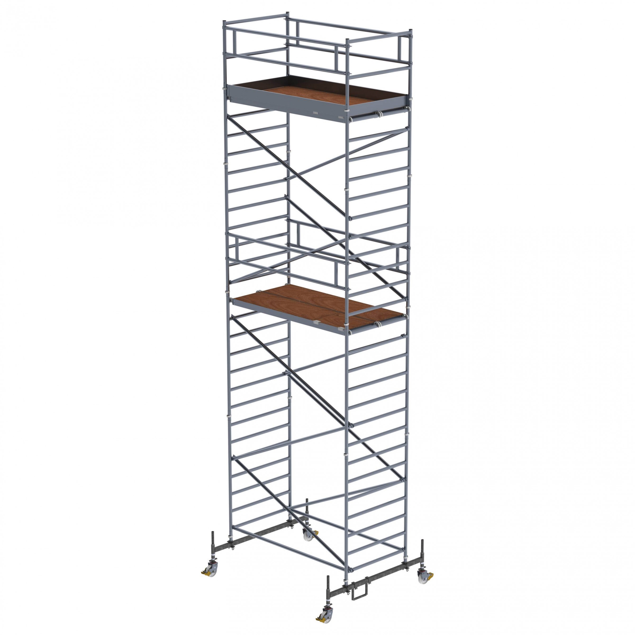 MUNK Rollgerüst mit Doppelplattform 1,35x2,45m Plattform, 9,35m AH