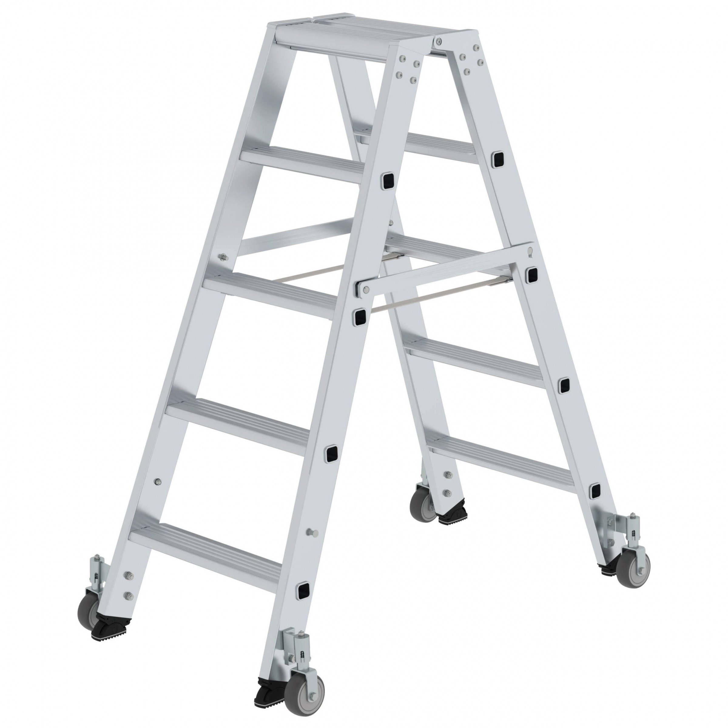 MUNK Stehleiter beidseitig begehbar mit Rollen 2x5 Stufen