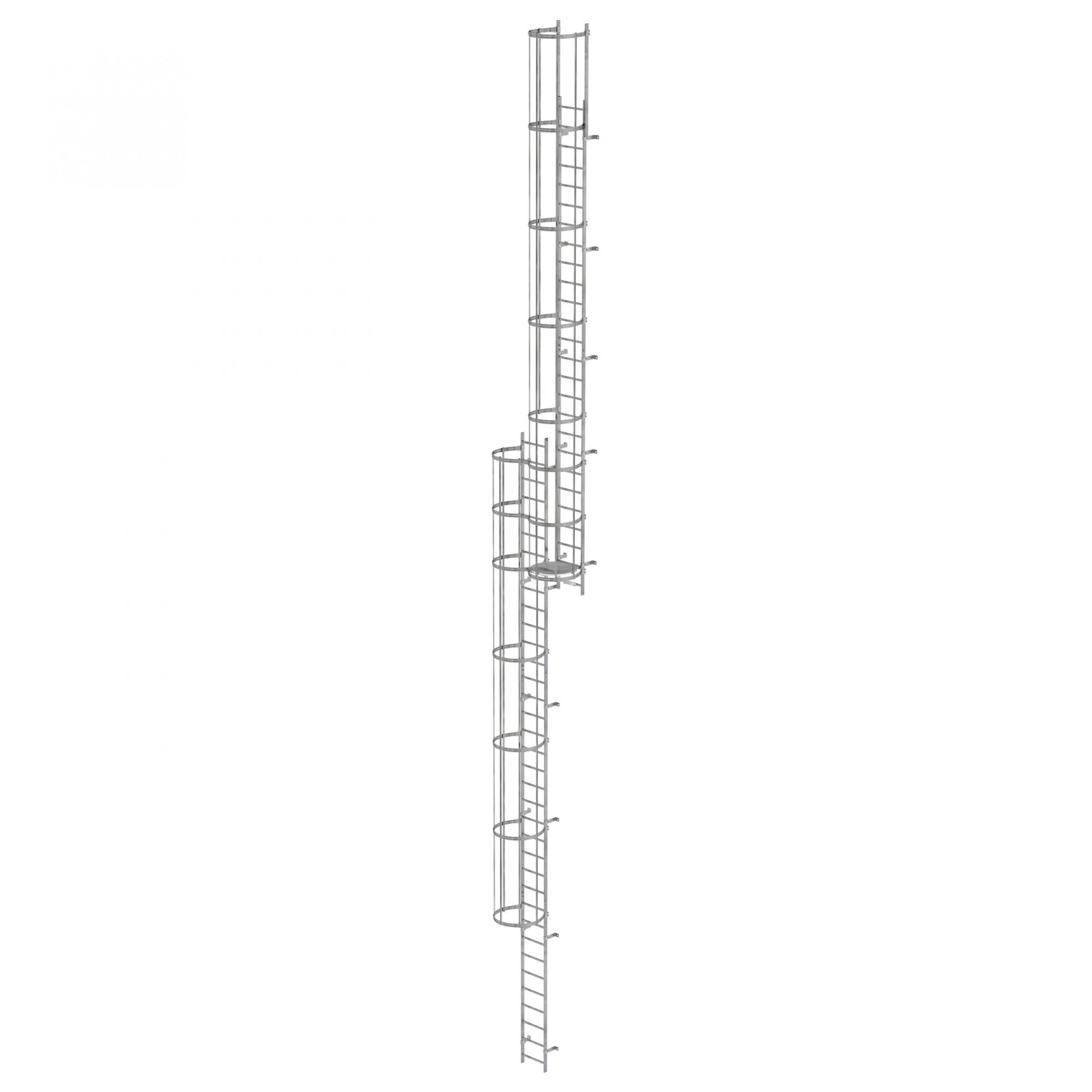 MUNK ortsfeste Steigleitern Aluminium eloxiert, 15,12m SH PG1