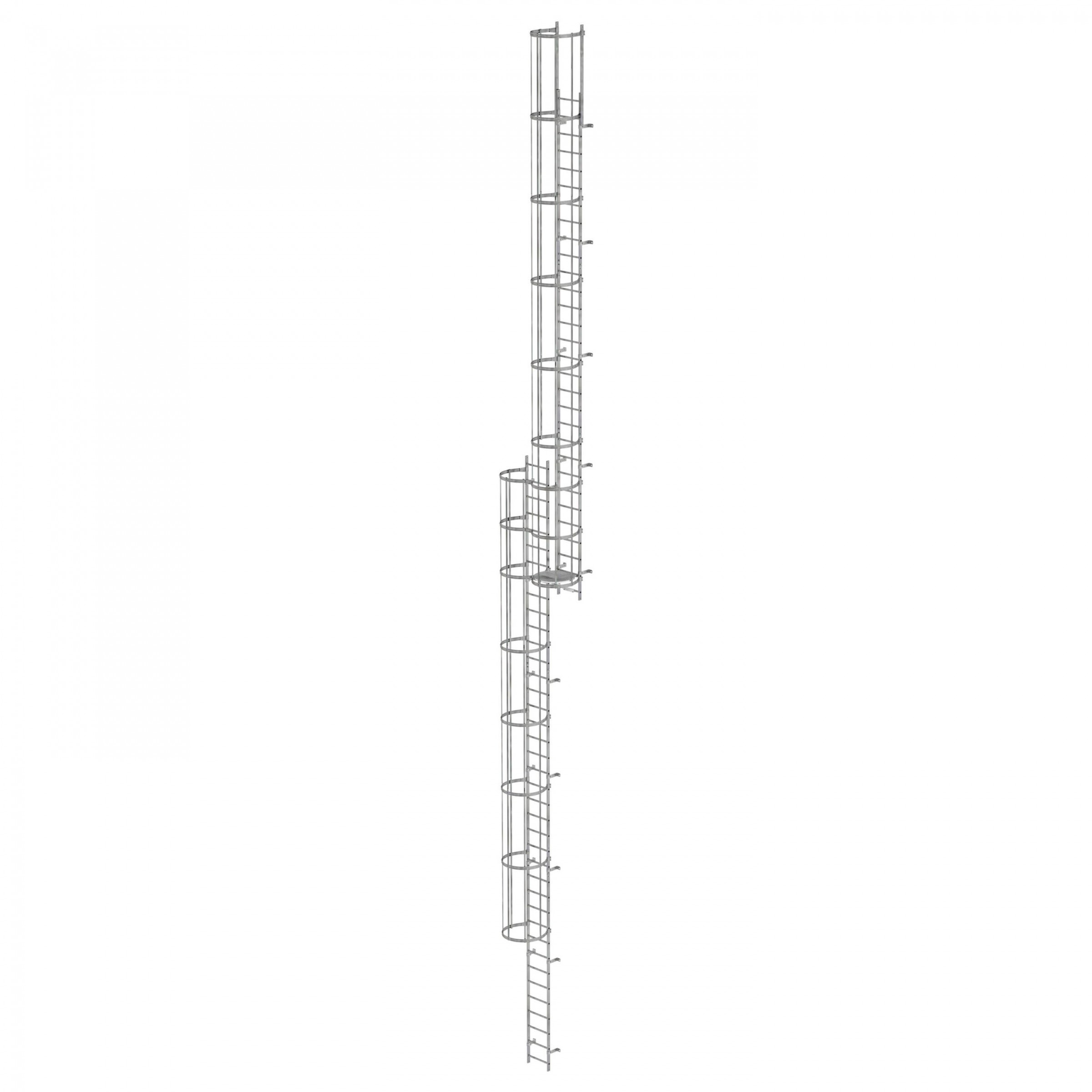 MUNK ortsfeste Steigleitern Aluminium eloxiert, 17,08m SH PG1