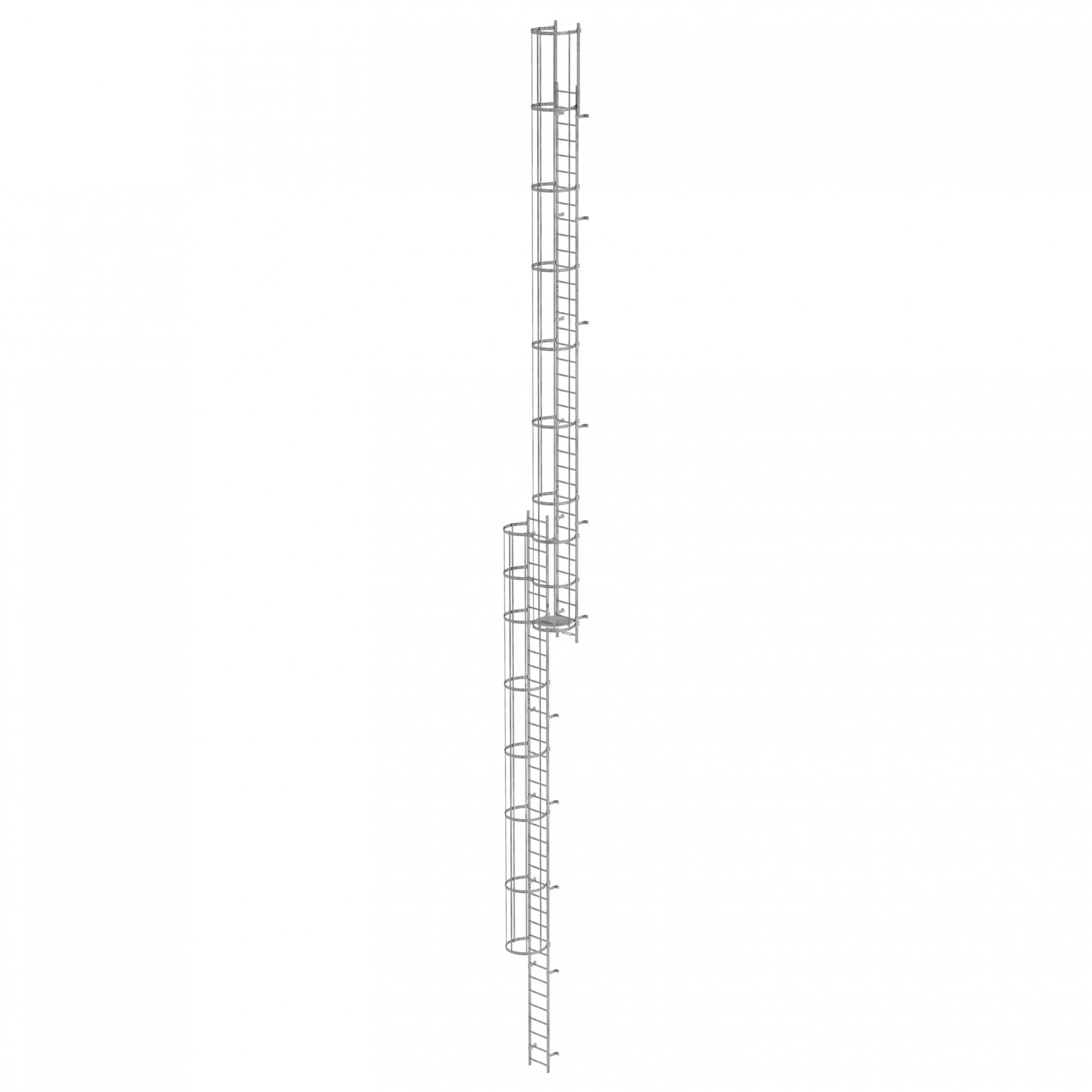 MUNK ortsfeste Steigleitern Edelstahl, 18,76m SH PG2