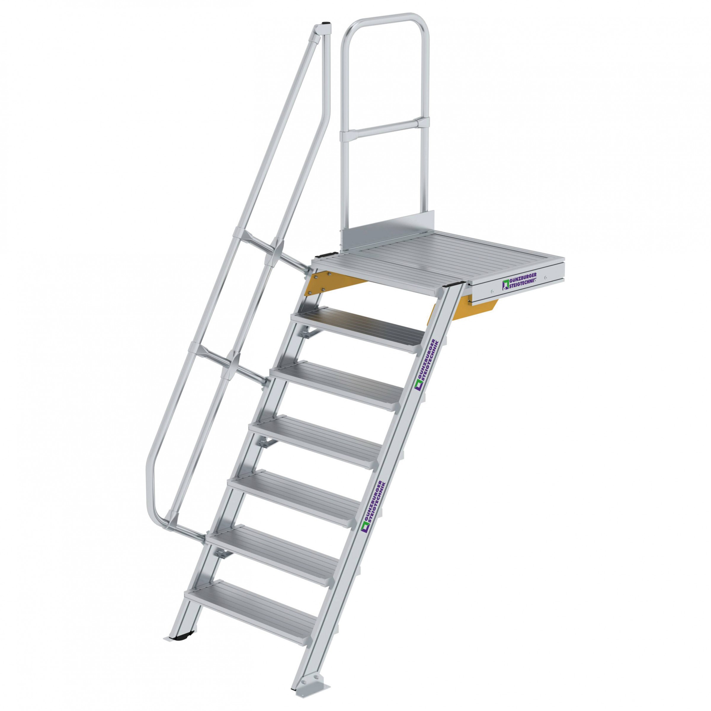 MUNK Treppe mit Plattform 60° inkl. einen Handlauf, 800mm Stufenbreite, 7 Stufen