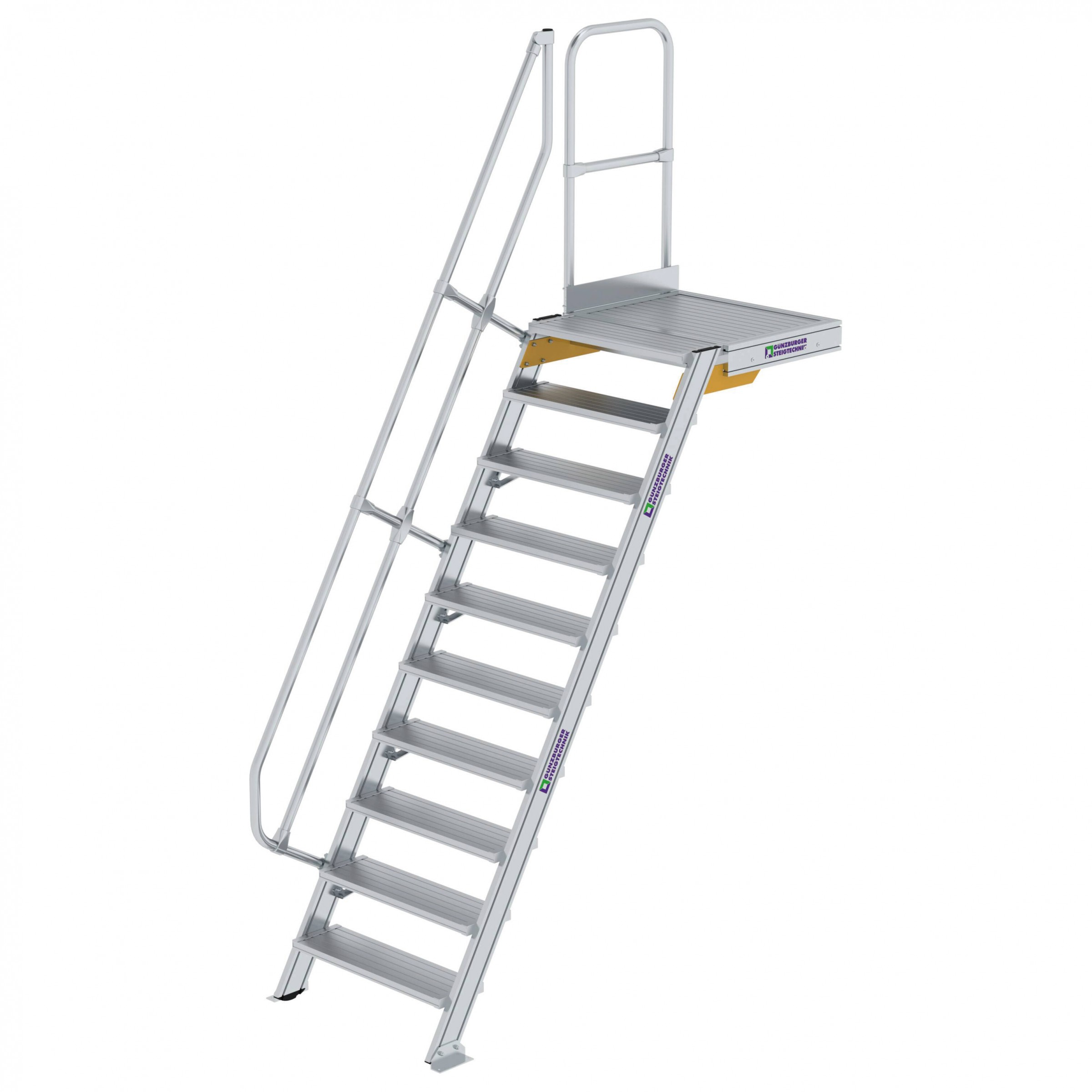 MUNK Treppe mit Plattform 60° inkl. einen Handlauf, 800mm Stufenbreite, 10 Stufen