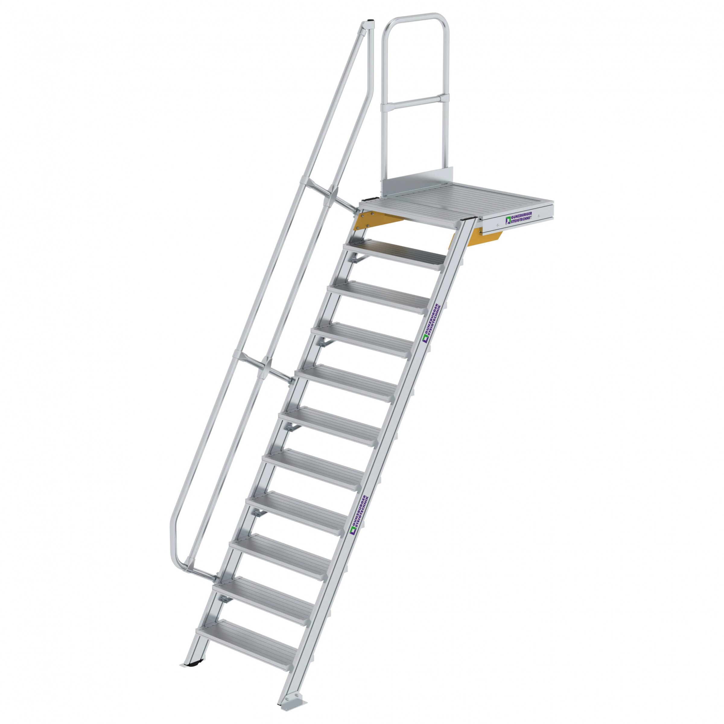 MUNK Treppe mit Plattform 60° inkl. einen Handlauf, 800mm Stufenbreite, 11 Stufen