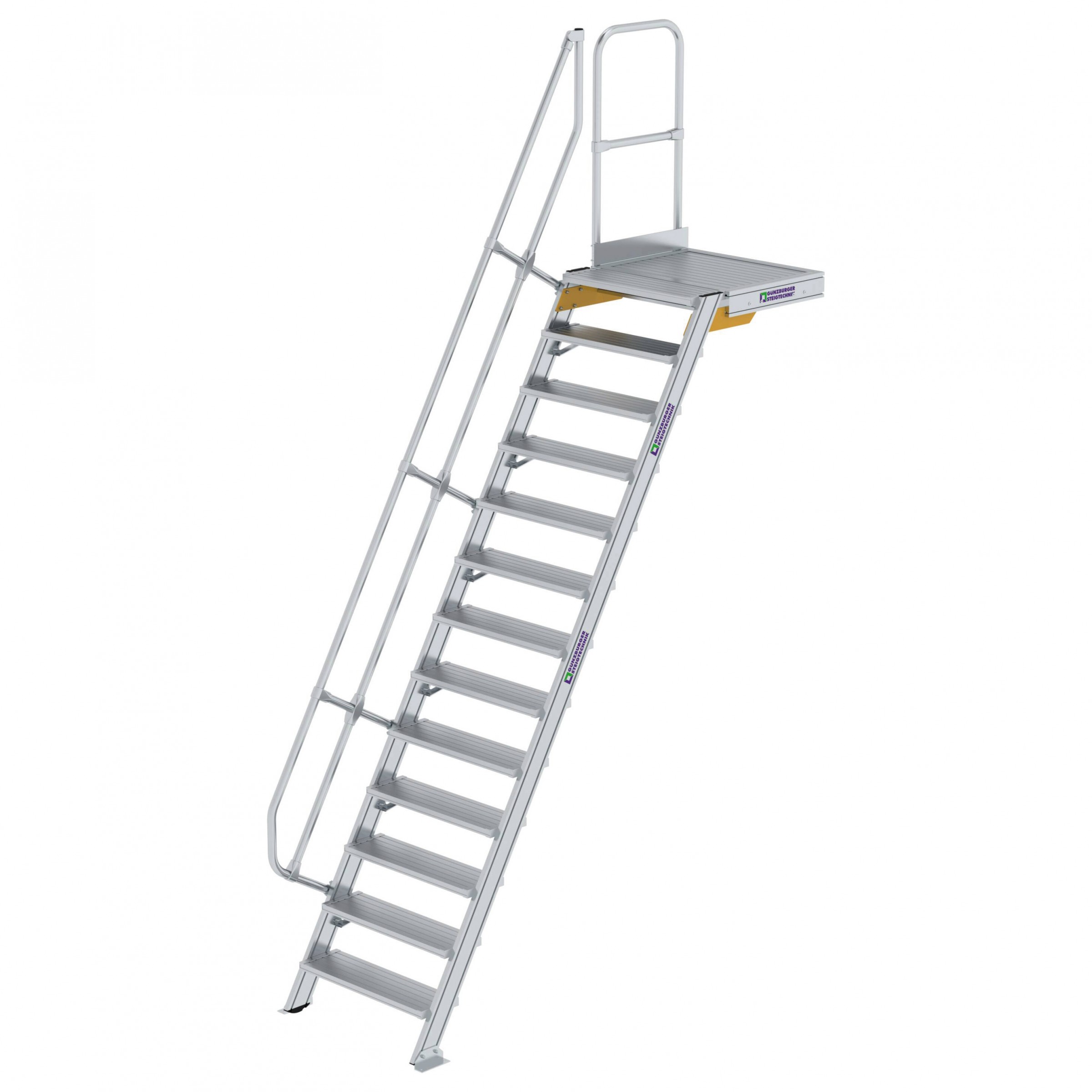 MUNK Treppe mit Plattform 60° inkl. einen Handlauf, 800mm Stufenbreite, 13 Stufen
