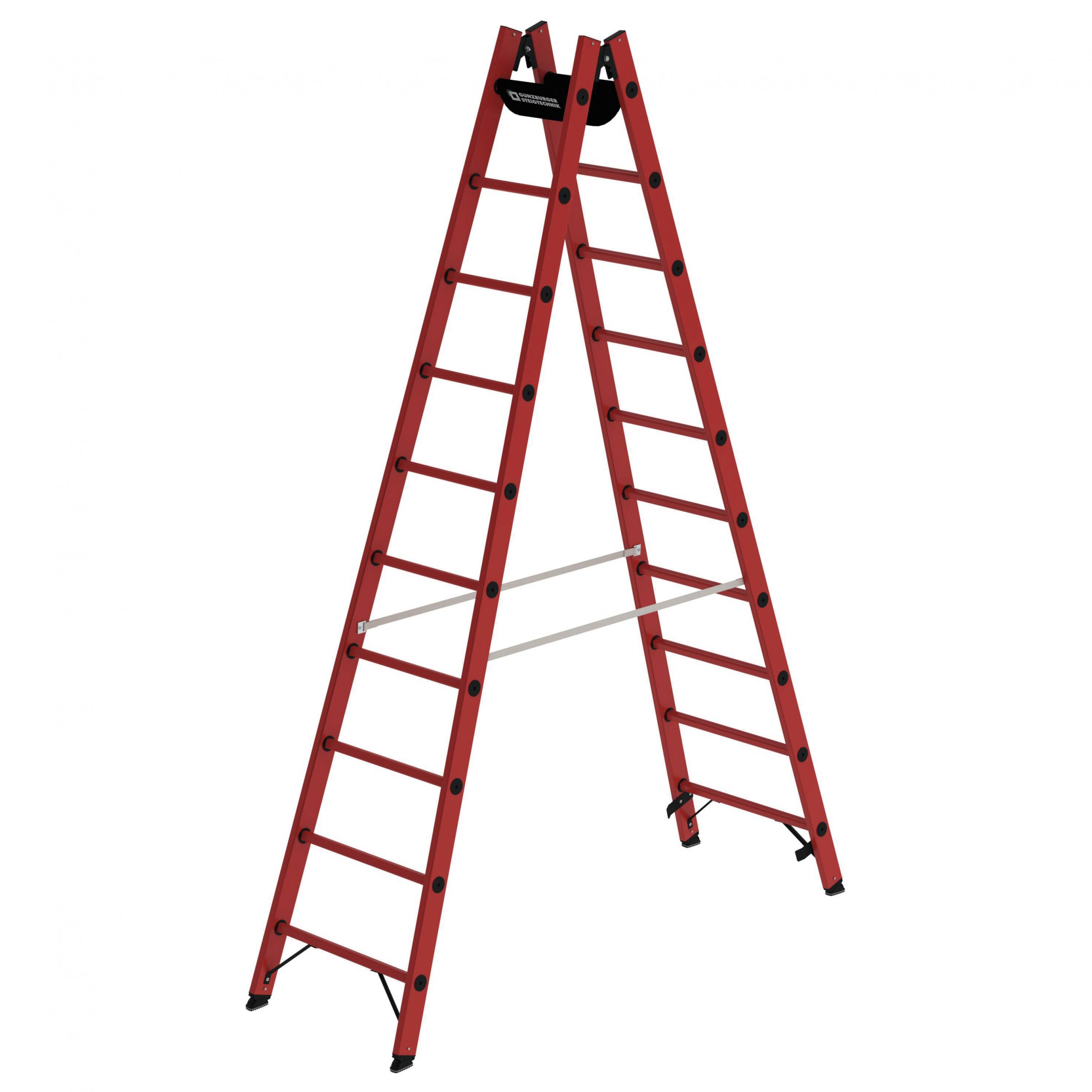 MUNK Vollkunststoff Stehleiter beidseitig begehbar 2x10 Sprossen