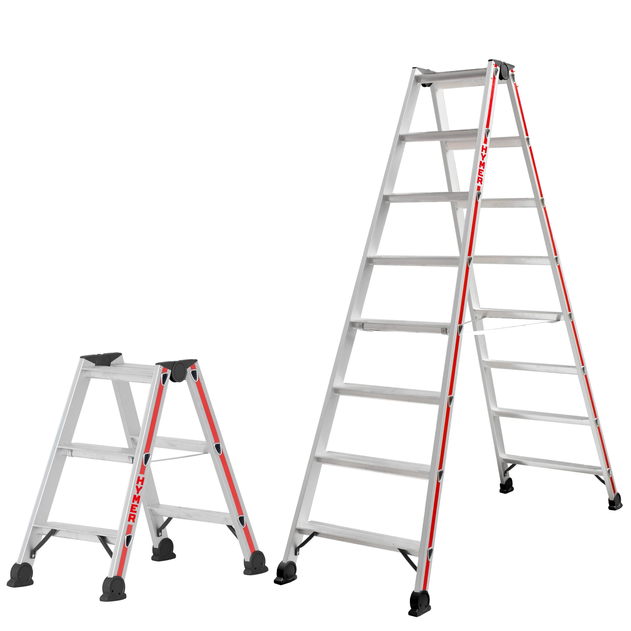 Hymer Stufenstehleiter eloxiert beidseitig begehbar