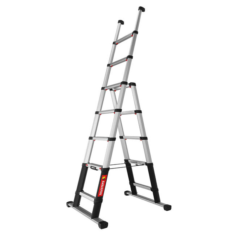 Iller Teleskopleiter Telesteps Combi Line eloxiert und mit hochwertigem Dreikant-Holmprofil