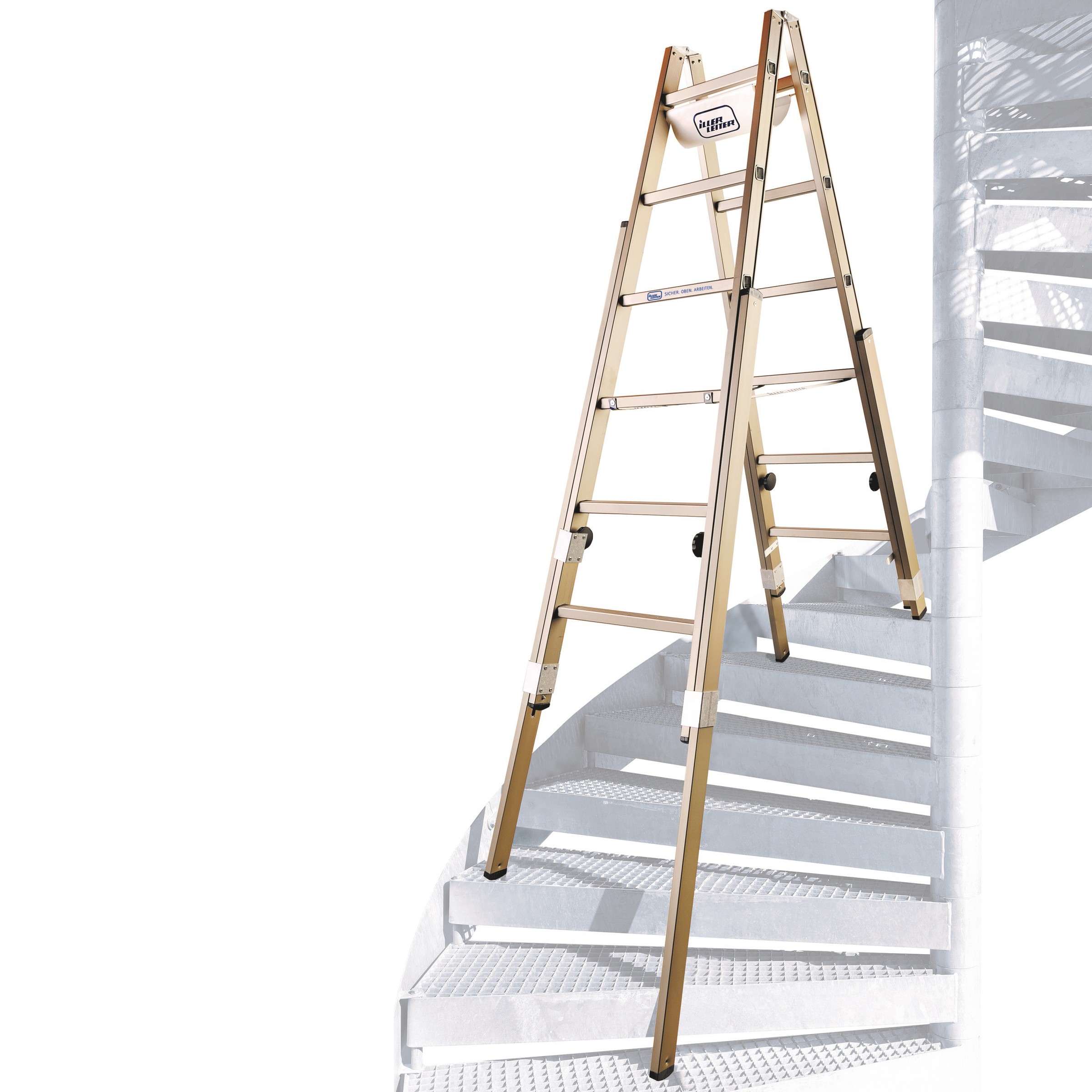 Iller Treppenhausleiter Multilift Bronze eloxiert 2x8 Sprossen