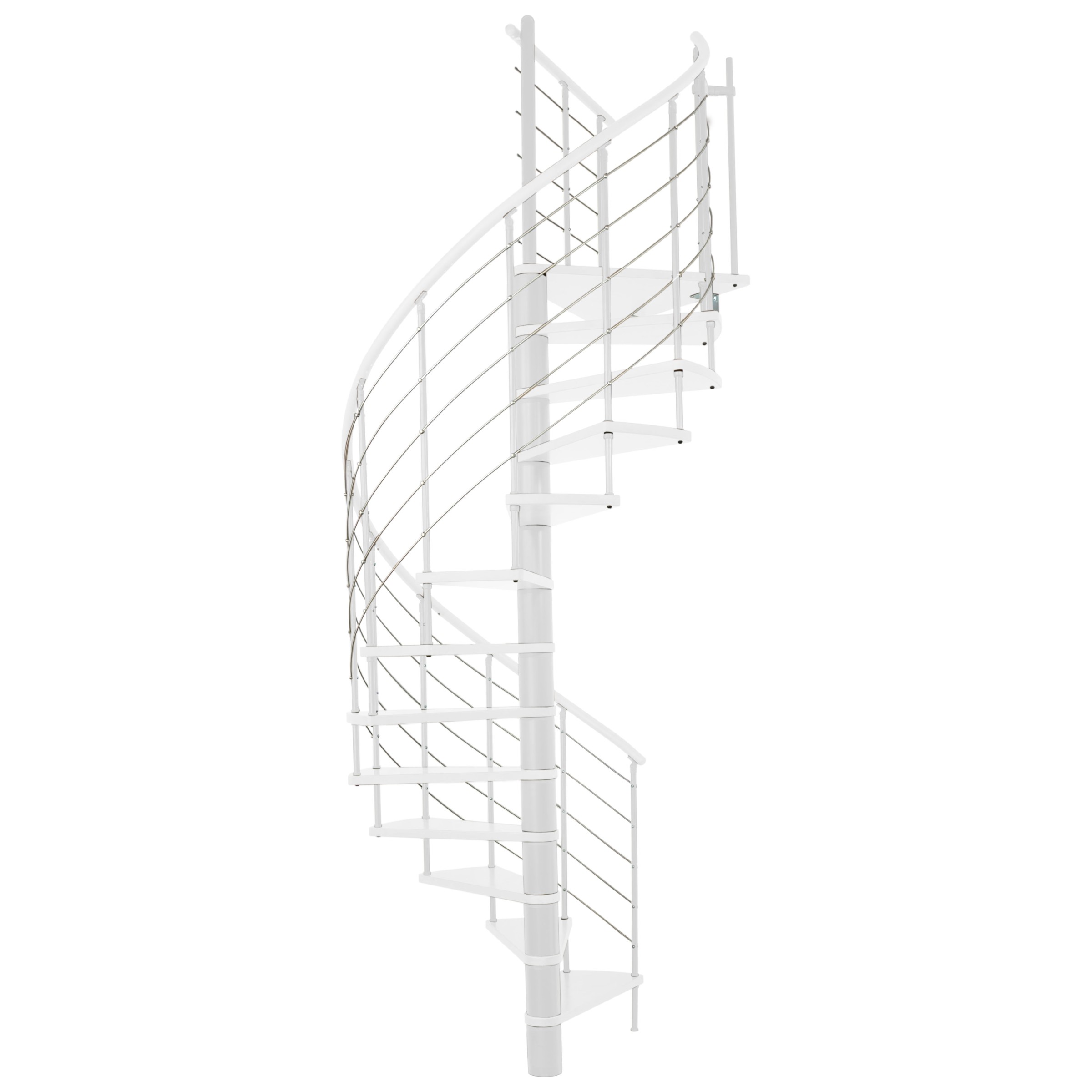 Minka Spindeltreppe Venezia weiß lackiert mit Handlauf und UK in weiß Ø160cm bis 309,4cm Geschosshöhe