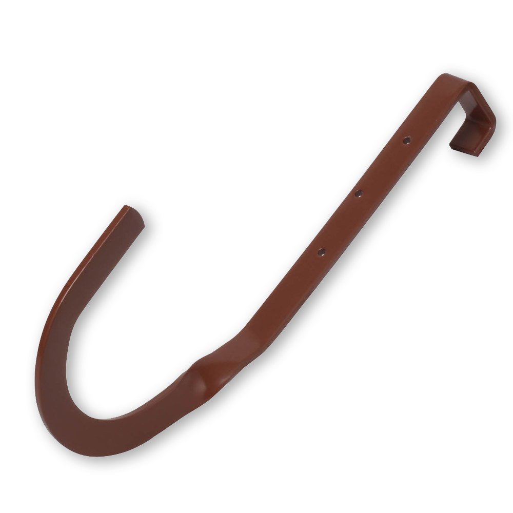 Rundholzhalter, gerade, 50mm gekröpft zum Einhängen in Holzbohlen, rotbraun