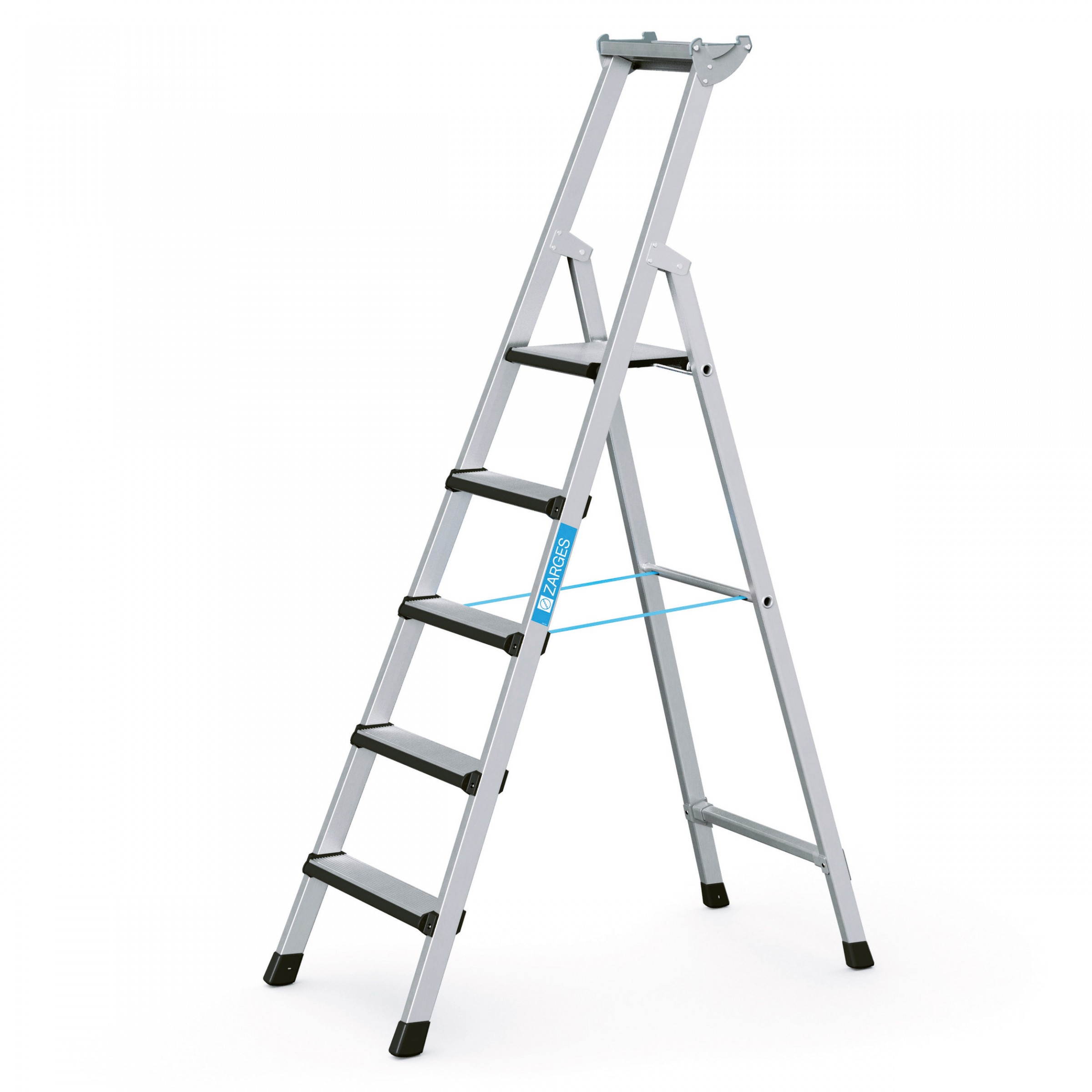 Zarges Comfortstep S gebördelte Stehleiter mit gepolsterter Stufen-Vorderkante 5 Stufen