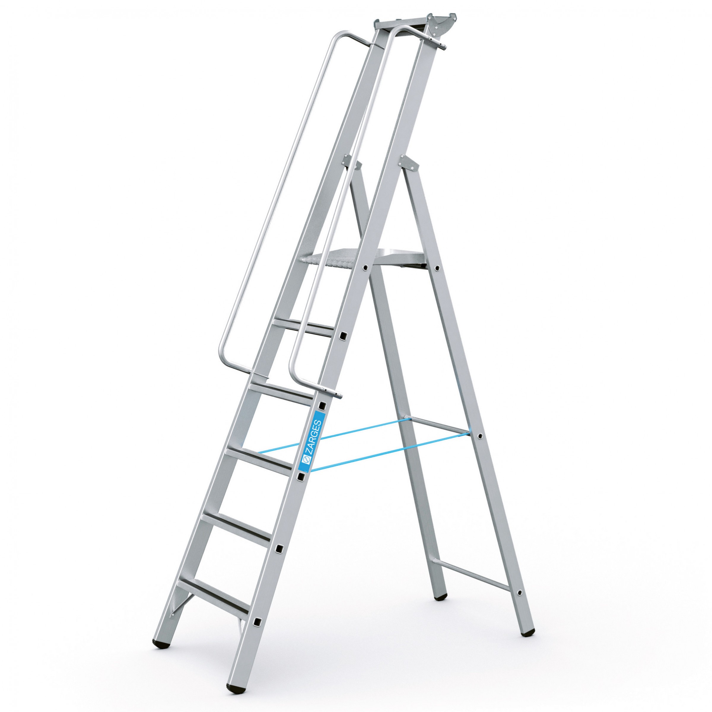 Zarges gebördelte Stehleiter Meistertritt S mit großer Plattform und Ablage 6 Stufen